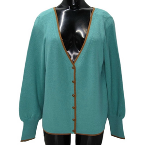 Etcetera Women's Seafarer V-Neck Cardigan Sweater Sea Blue Size S | NWT